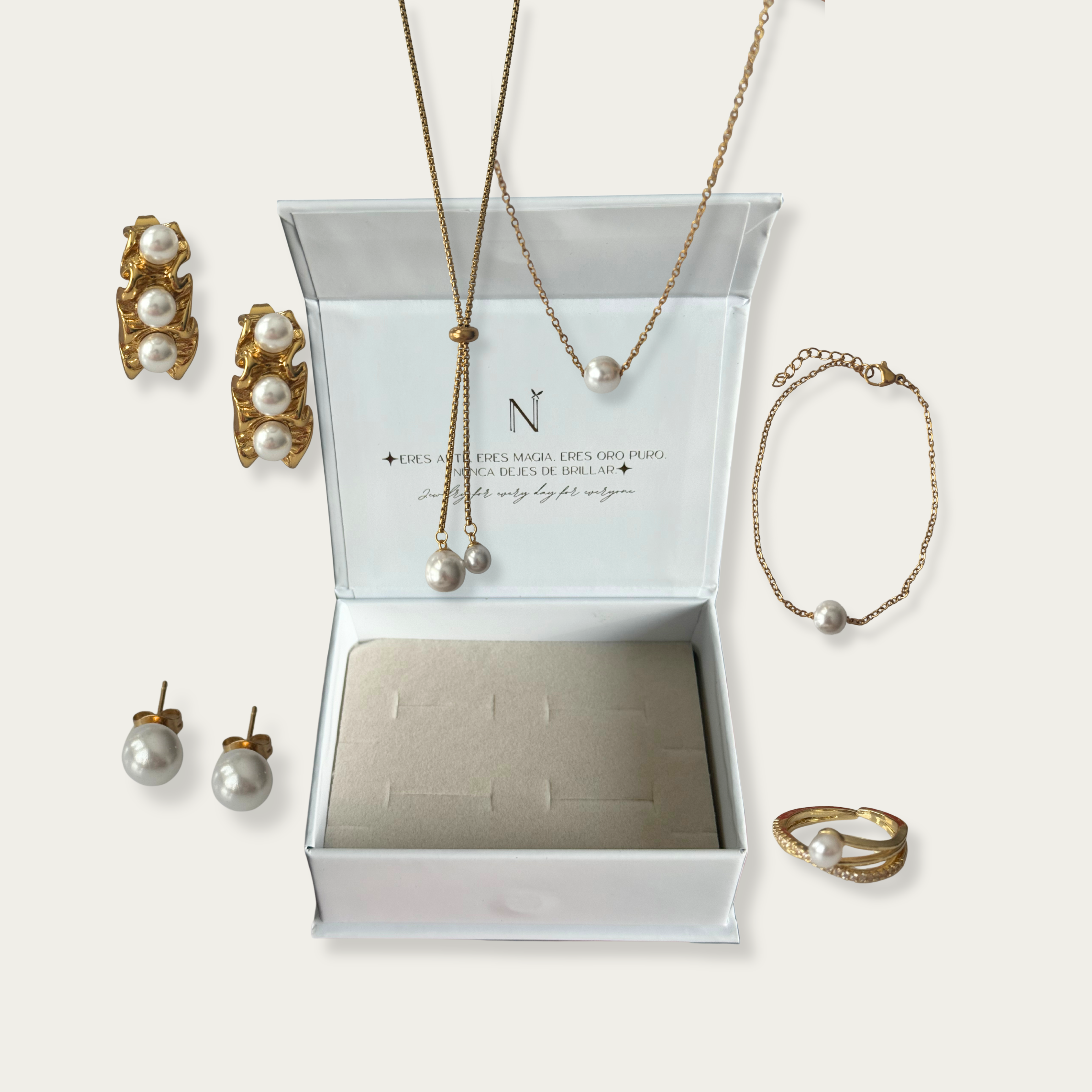6 días de joyería oro con perlas