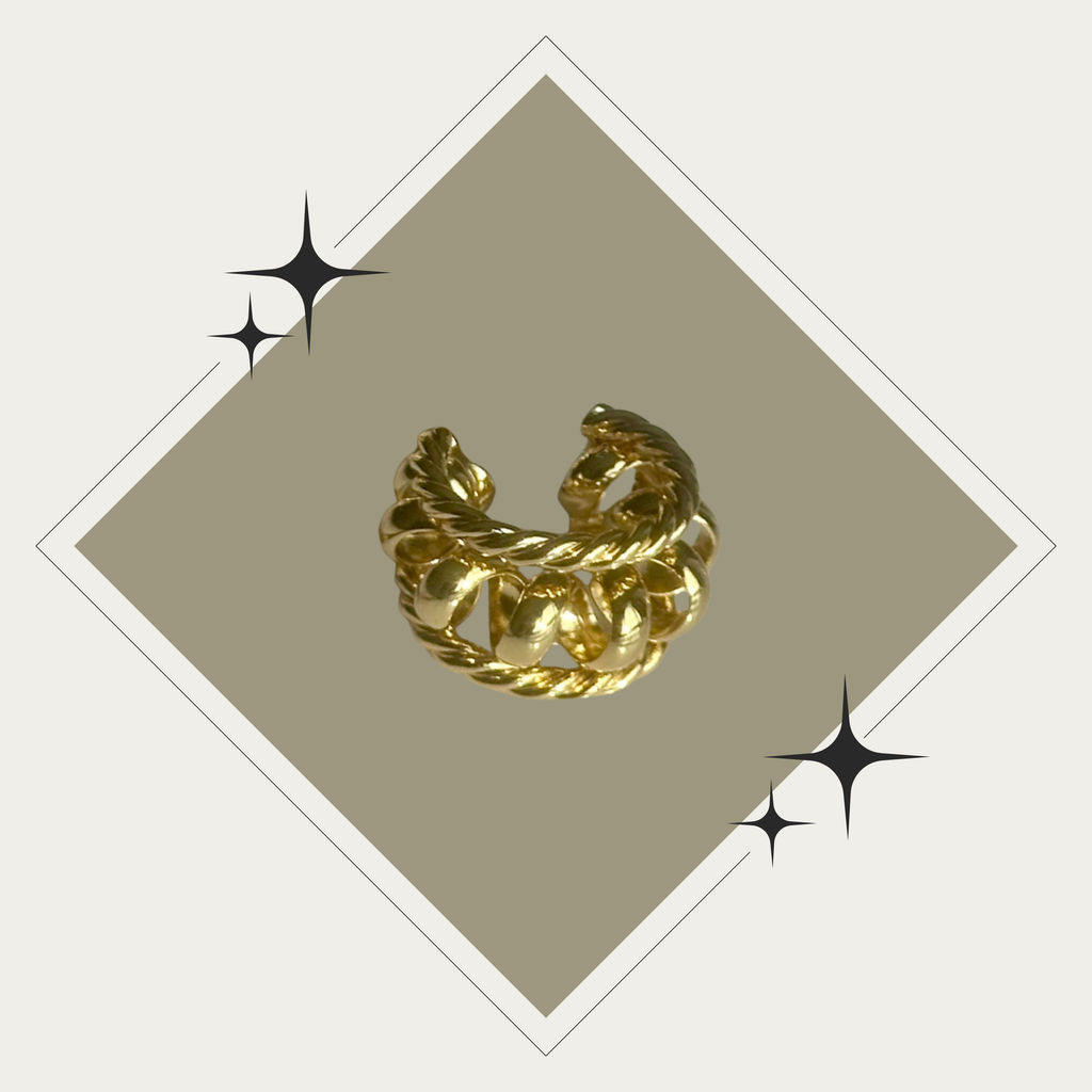 Earcuff torcido oro baño en oro 18K
