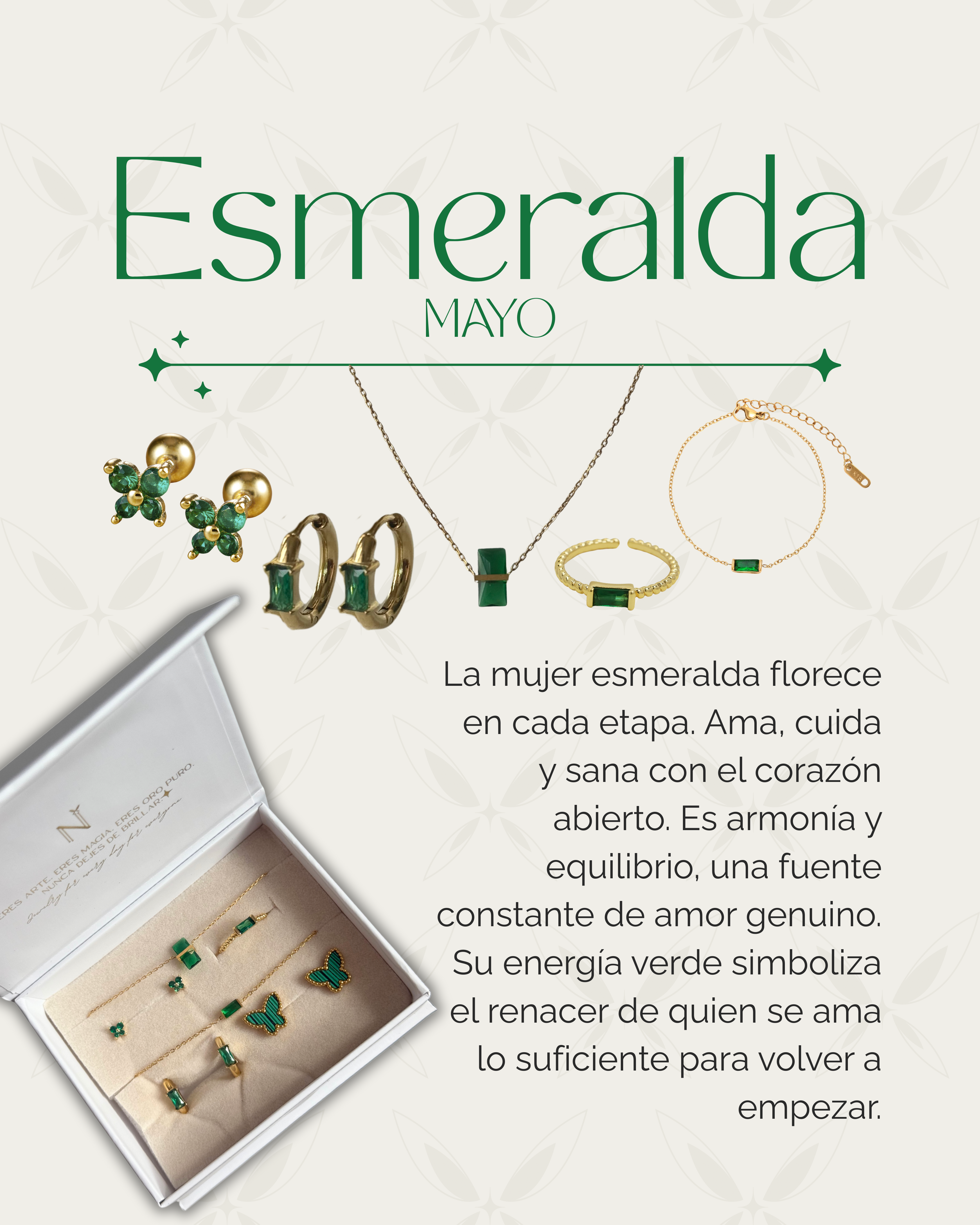 6 días de joyería - Piedra mes mayo (Esmeralda)