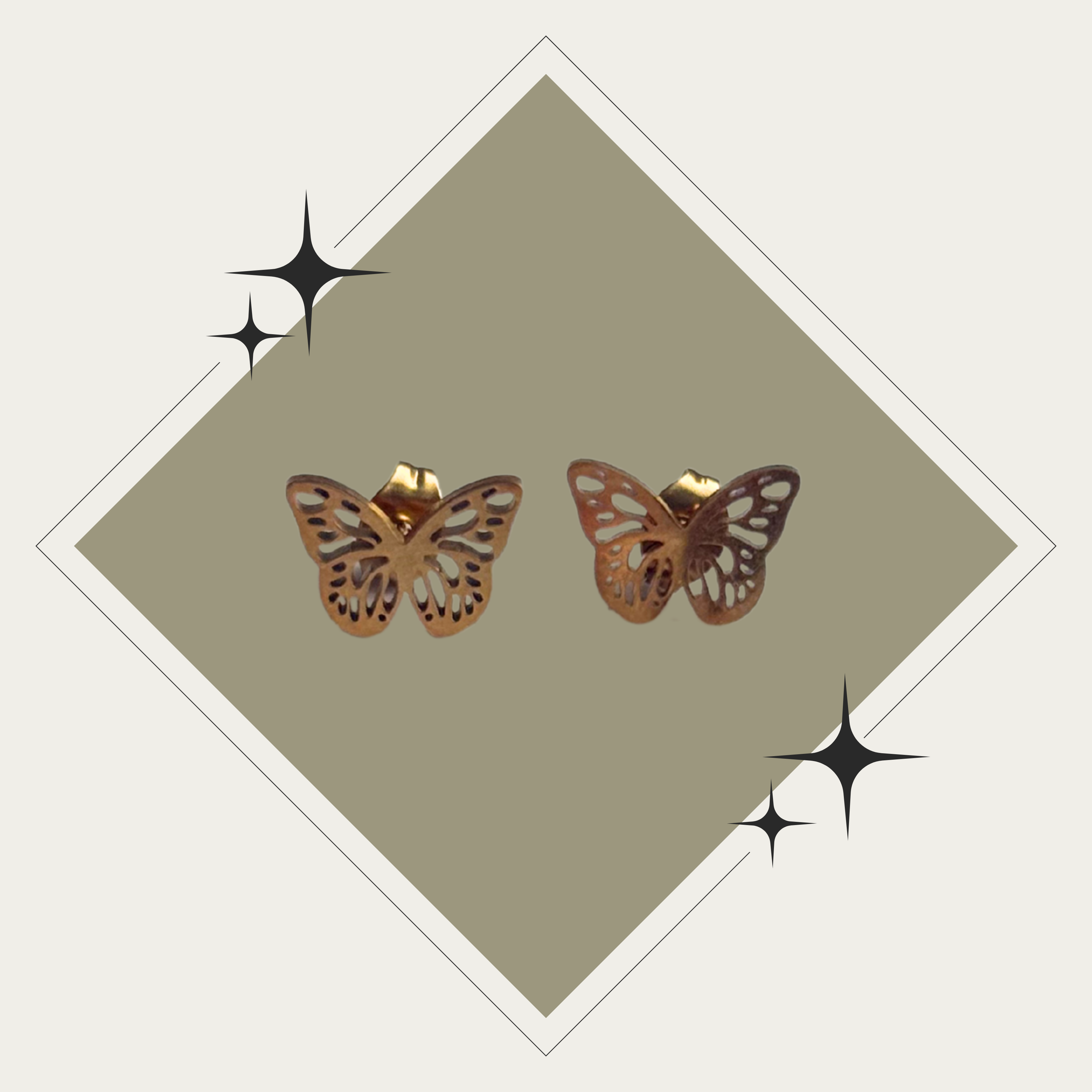Pantallas studs mariposa oro Stainless Steel