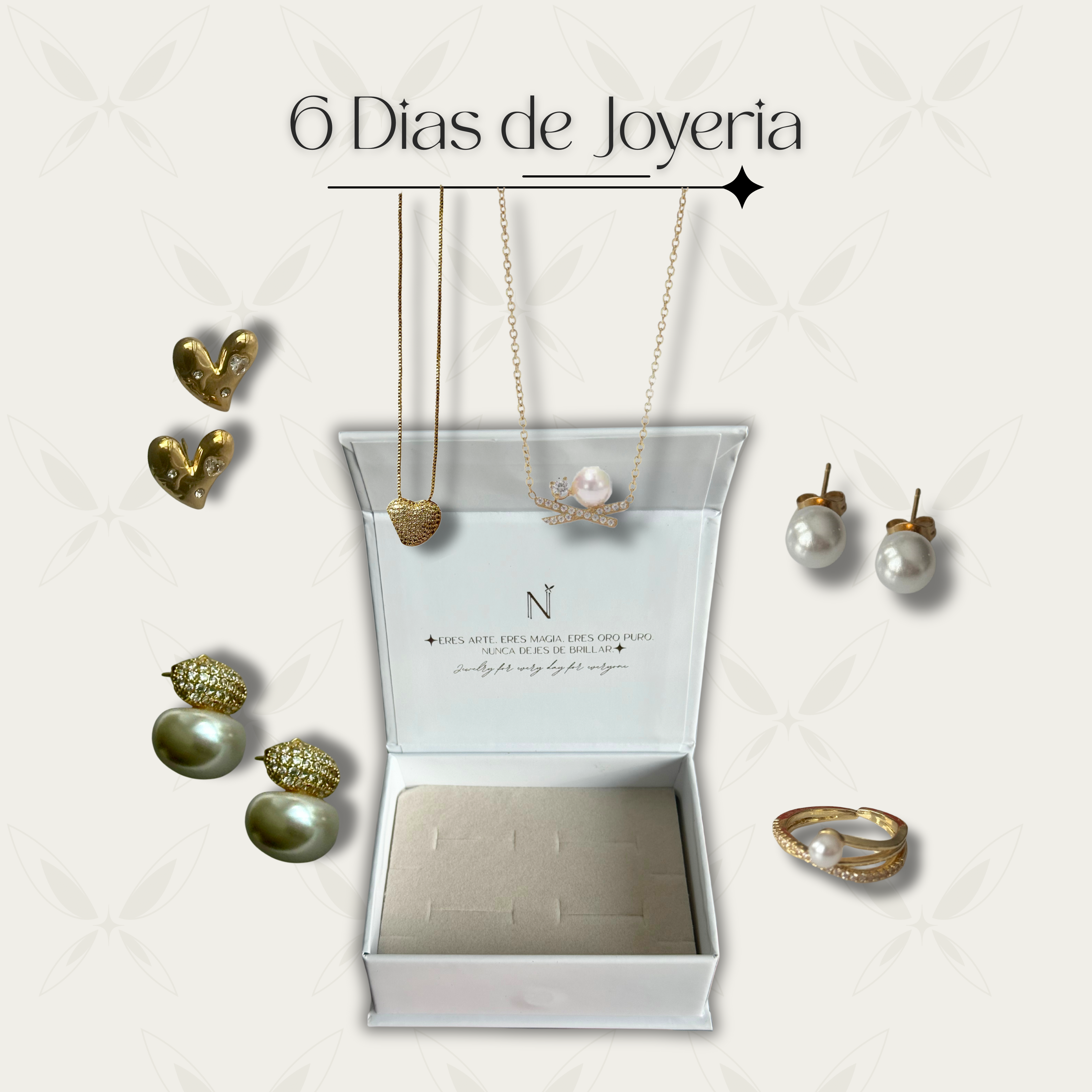6 días de joyería - corazones y perlas