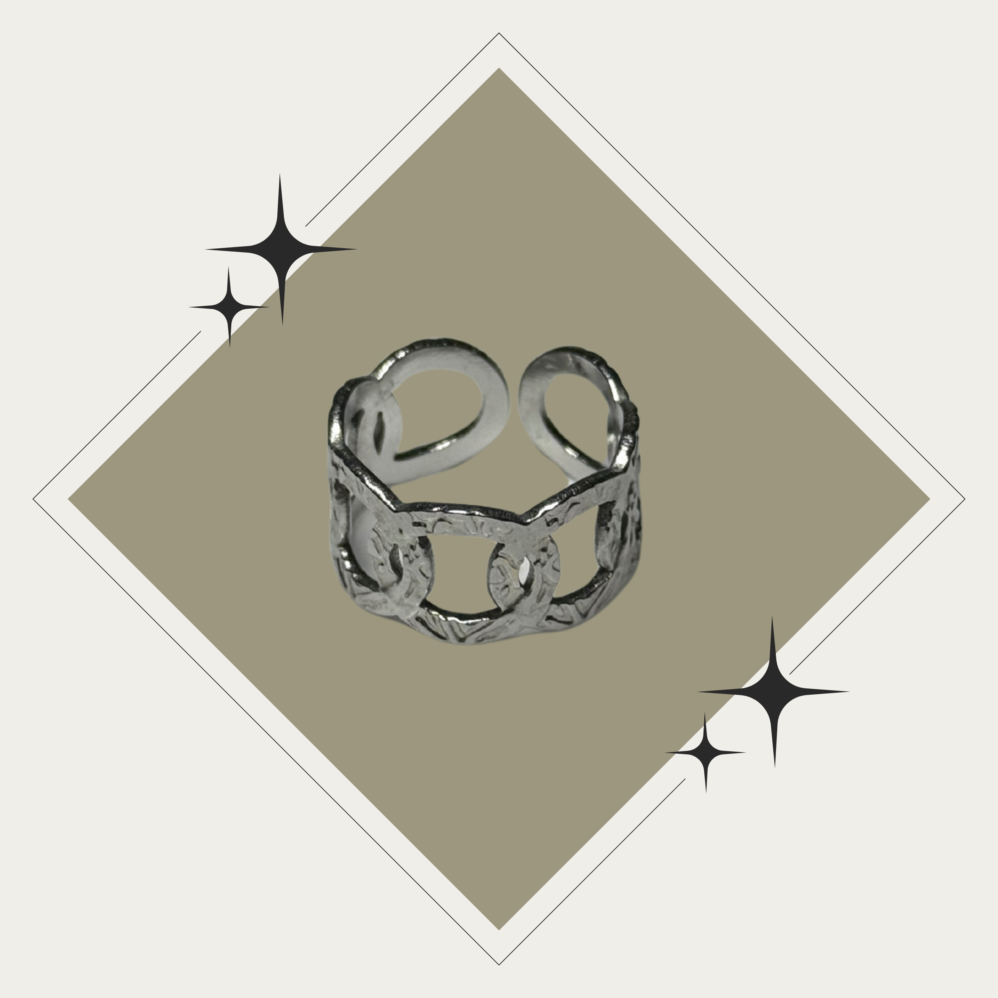 Sortija ajustable plata estilo cadena Stainless Steel