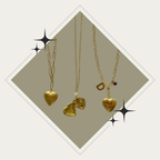 Photo necklace - corazón oro con huella perro (1-2 fotos)
