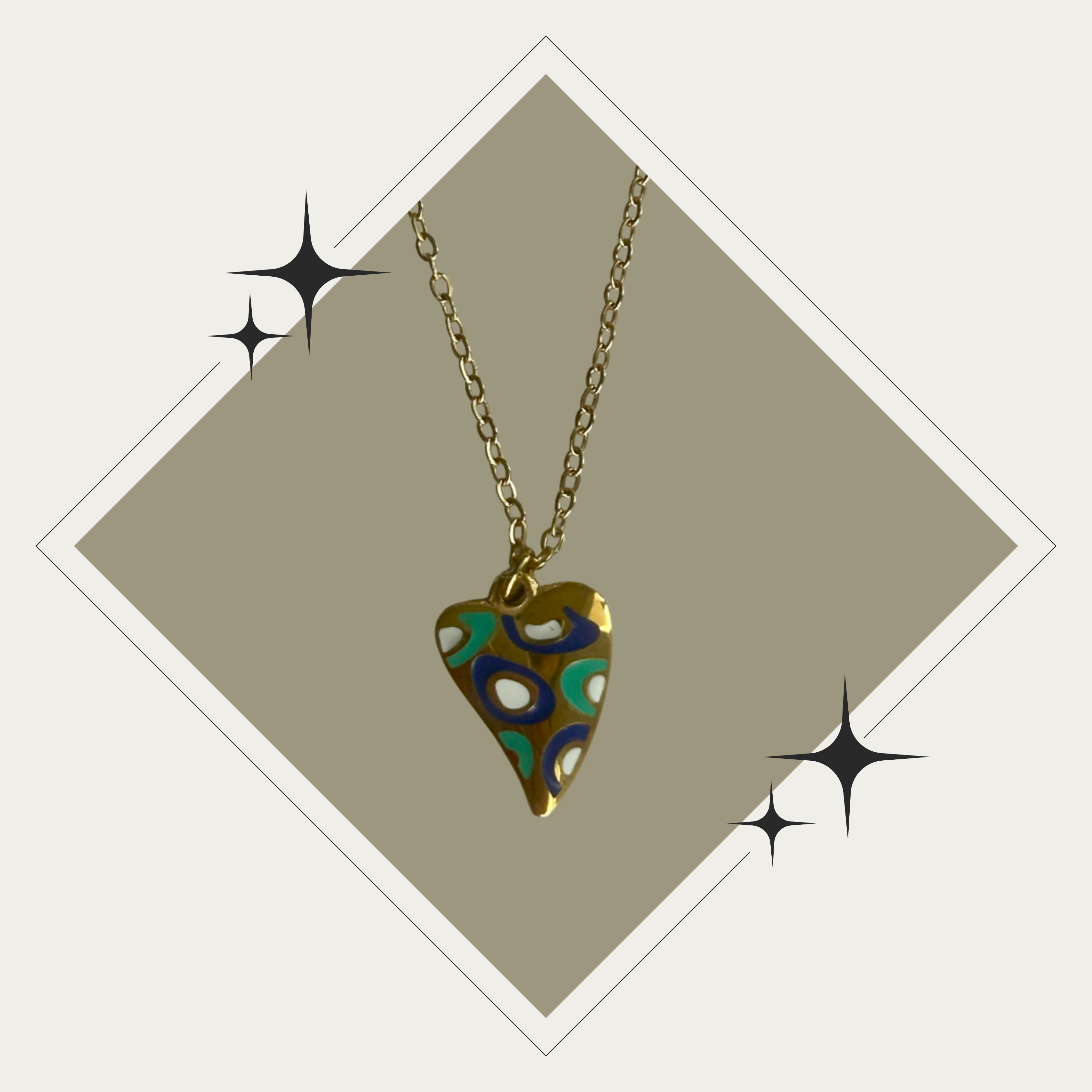 Collar Enamel Heart oro Stainless Steel