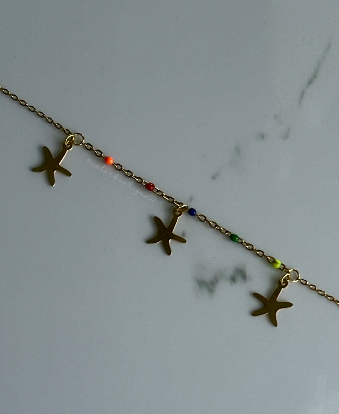 Tobillera con estrellas de mar oro Stainless Steel