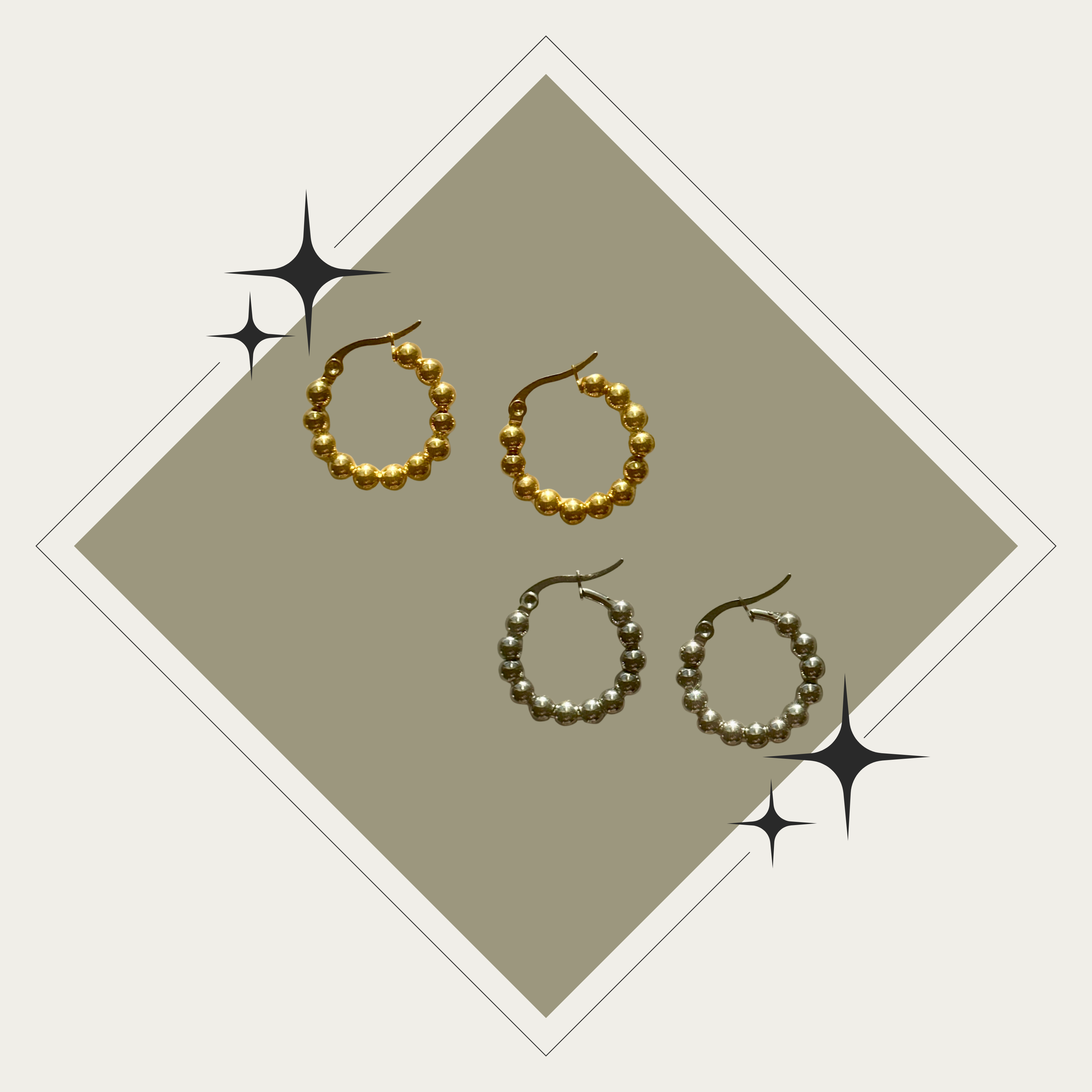 Hoops de bolas oro o plata Stainless Steel