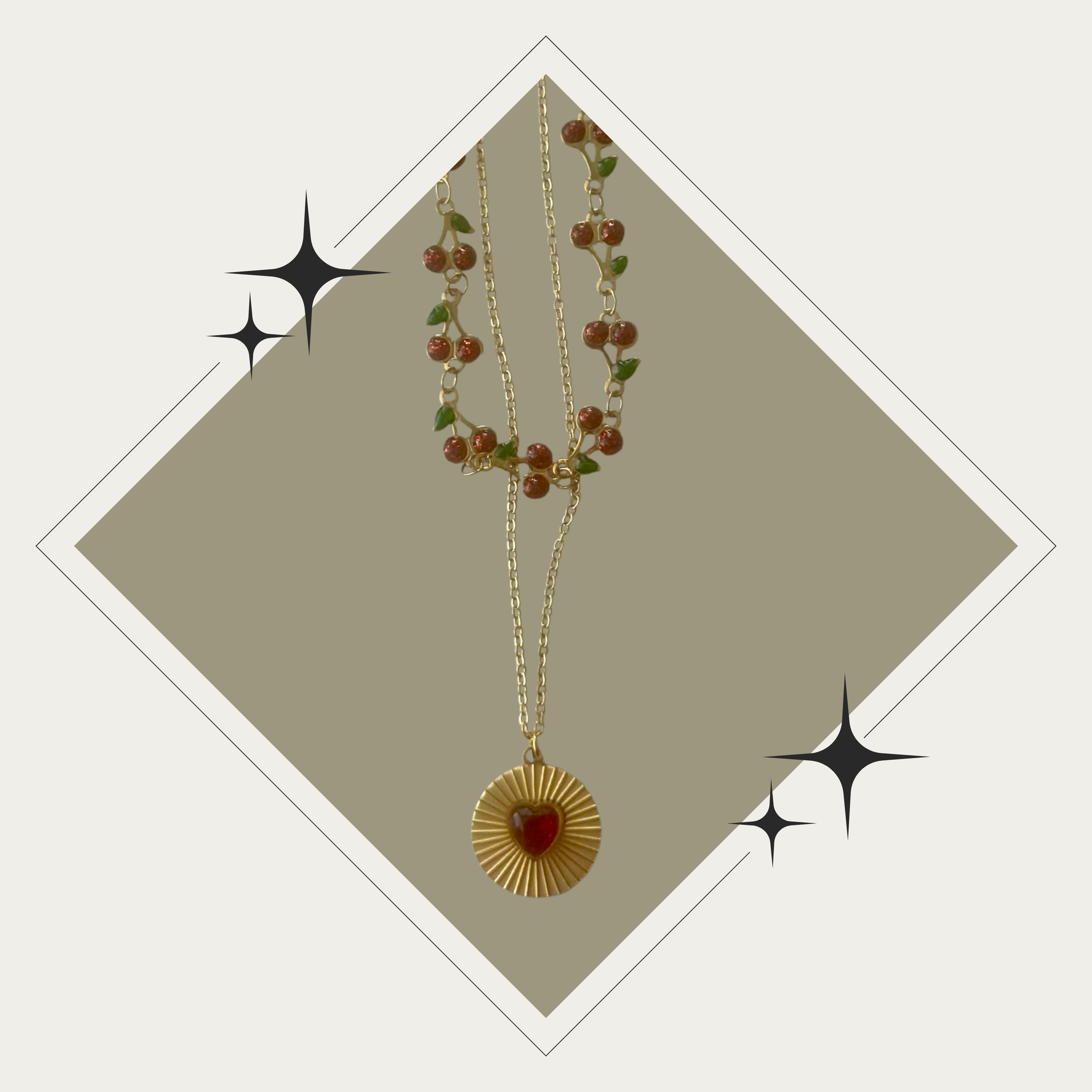 Collar doble de cherry - Stainless Steel