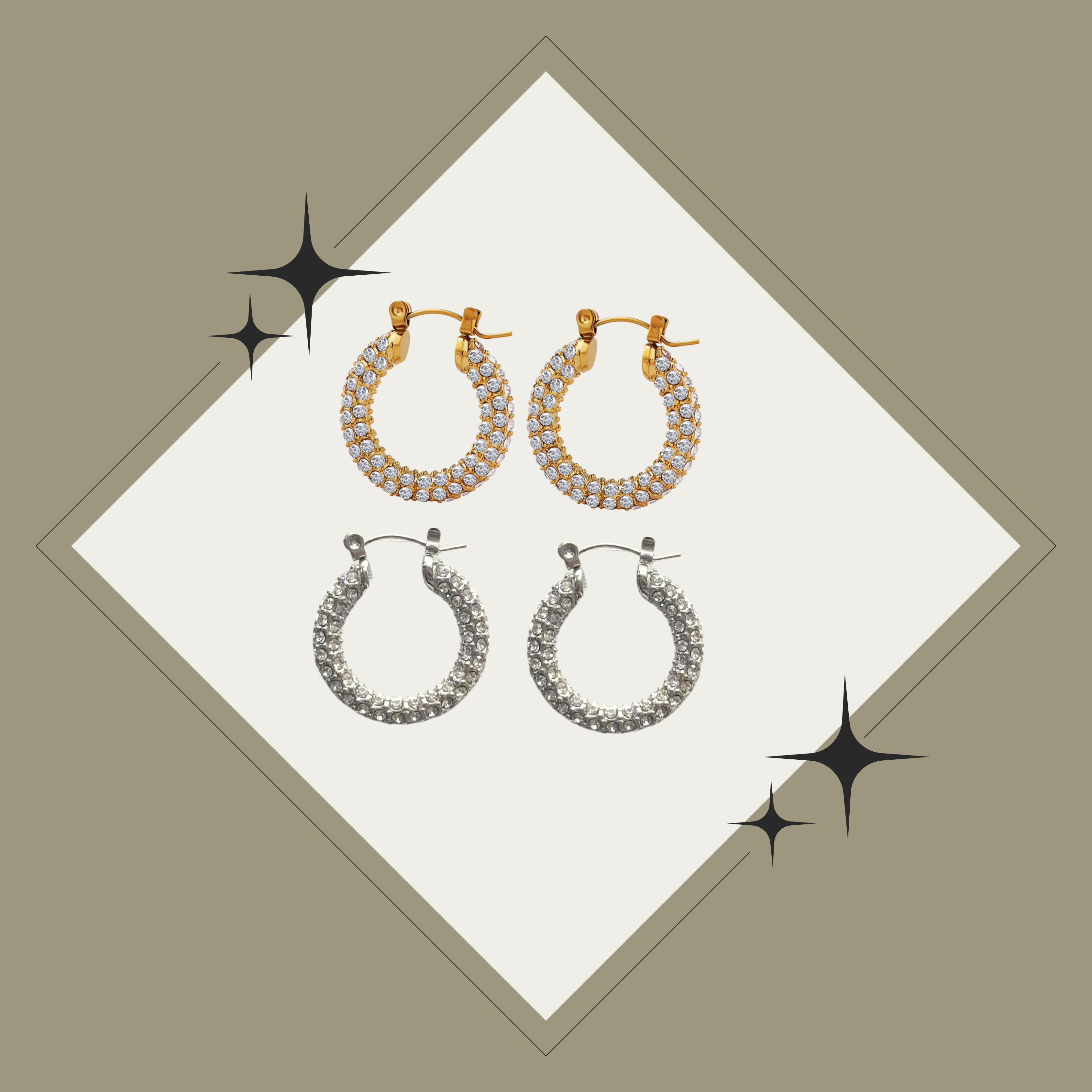 Pantallas hoops con diamantes - oro o plata