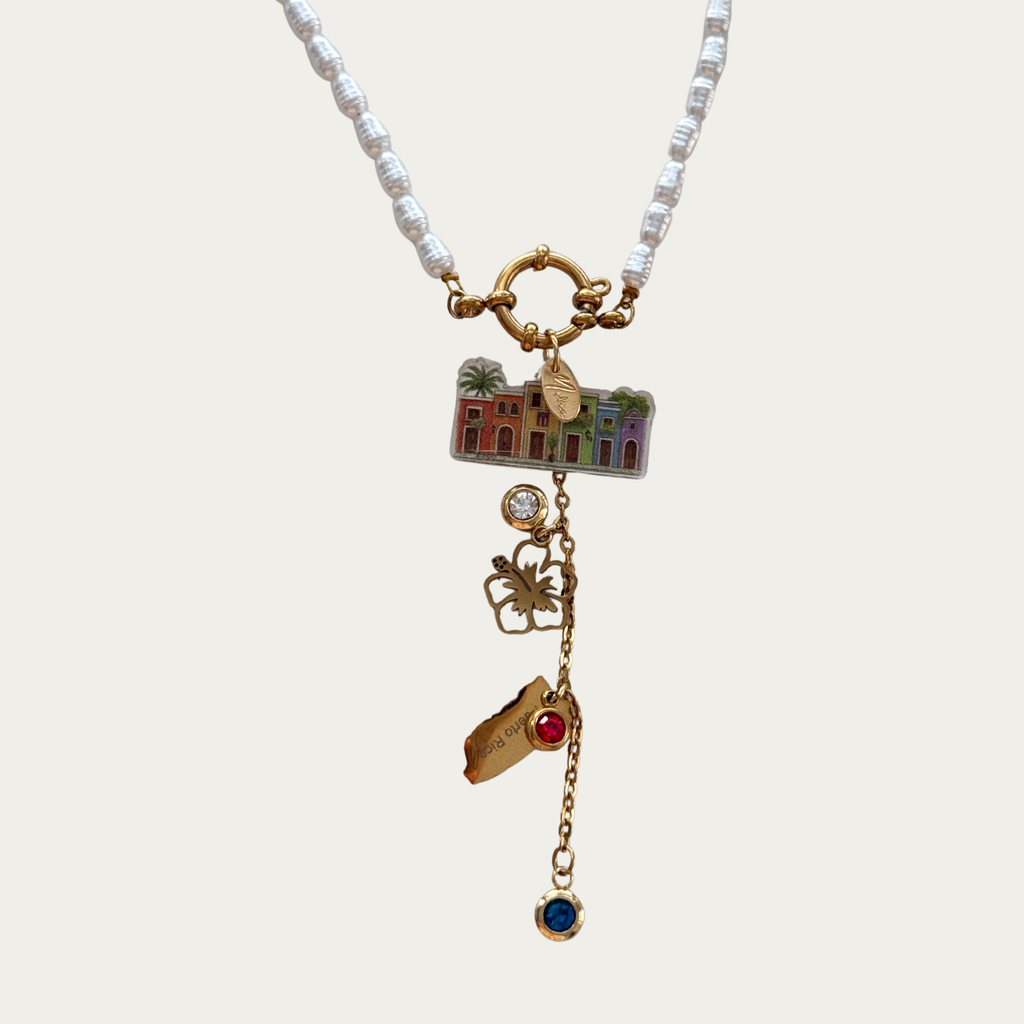 Collar de imitación de perlas inspirado en Puerto Rico - Pieza EXCLUSIVA