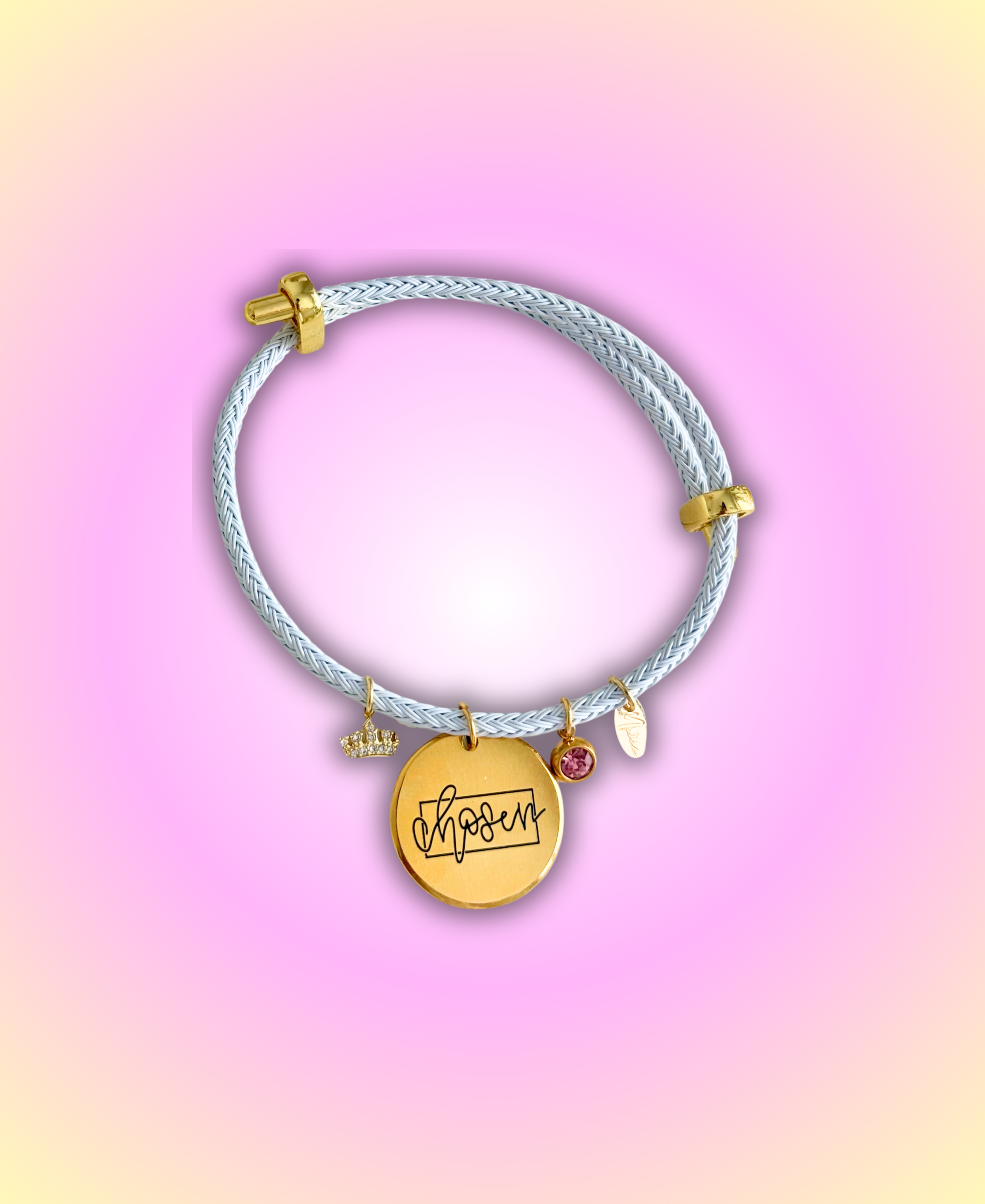Pulsera blanca ELEGIDA oro (ajustable)