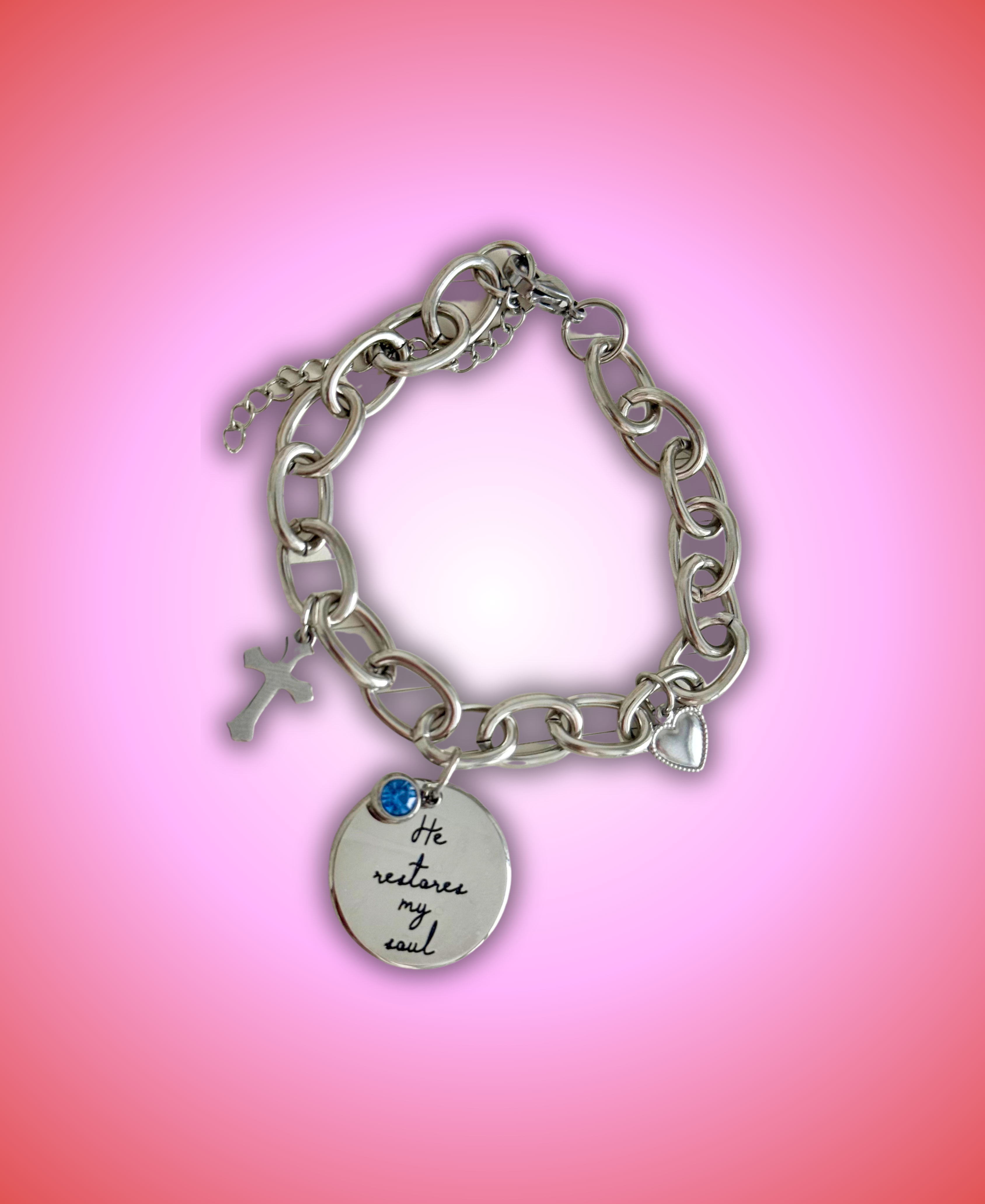 Pulsera plata Él RESTAURÓ MI ALMA