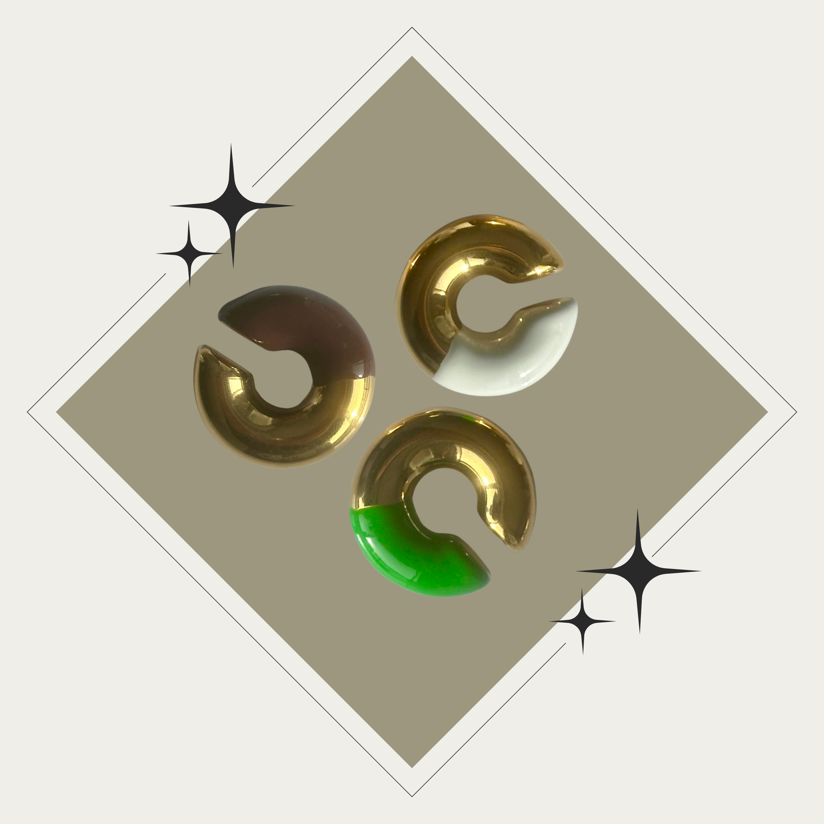 Earcuff oro con colores baño en oro 18K