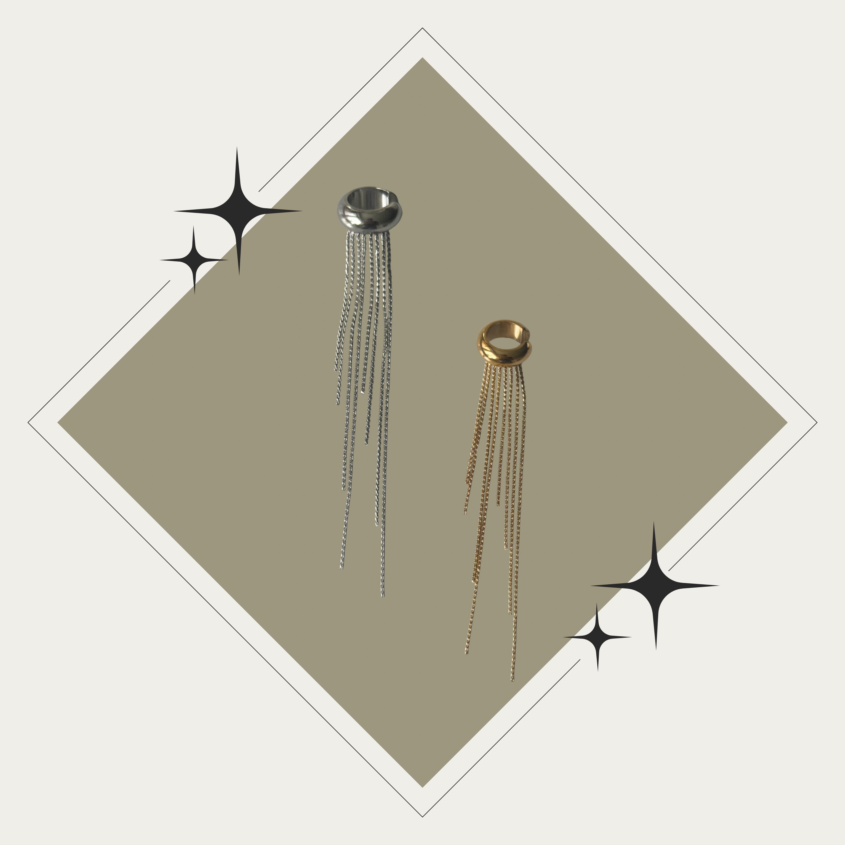 Dia 2: Earcuff oro o plata de gotas Stainless Steel