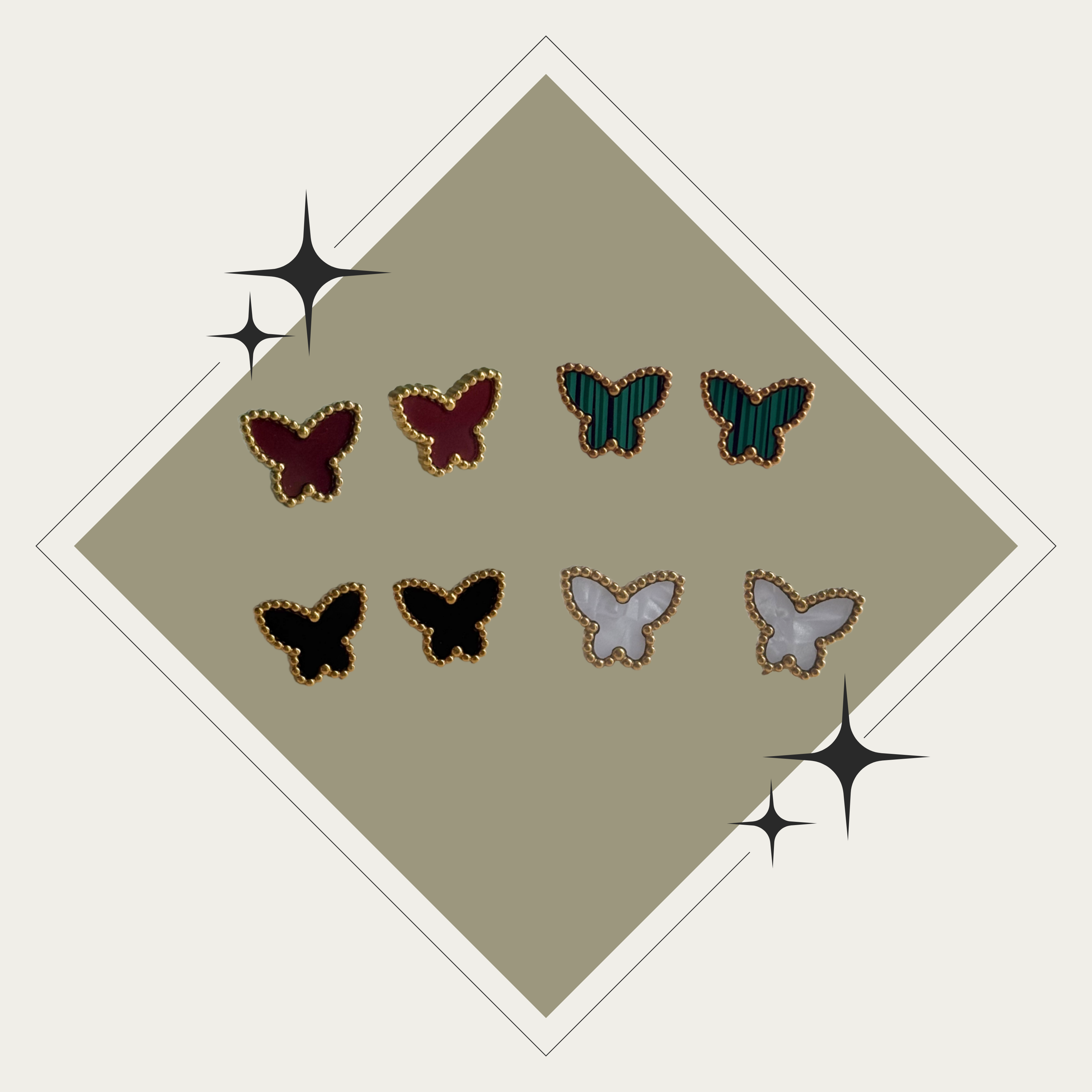 Pantallas studs mariposa oro Stainless Steel