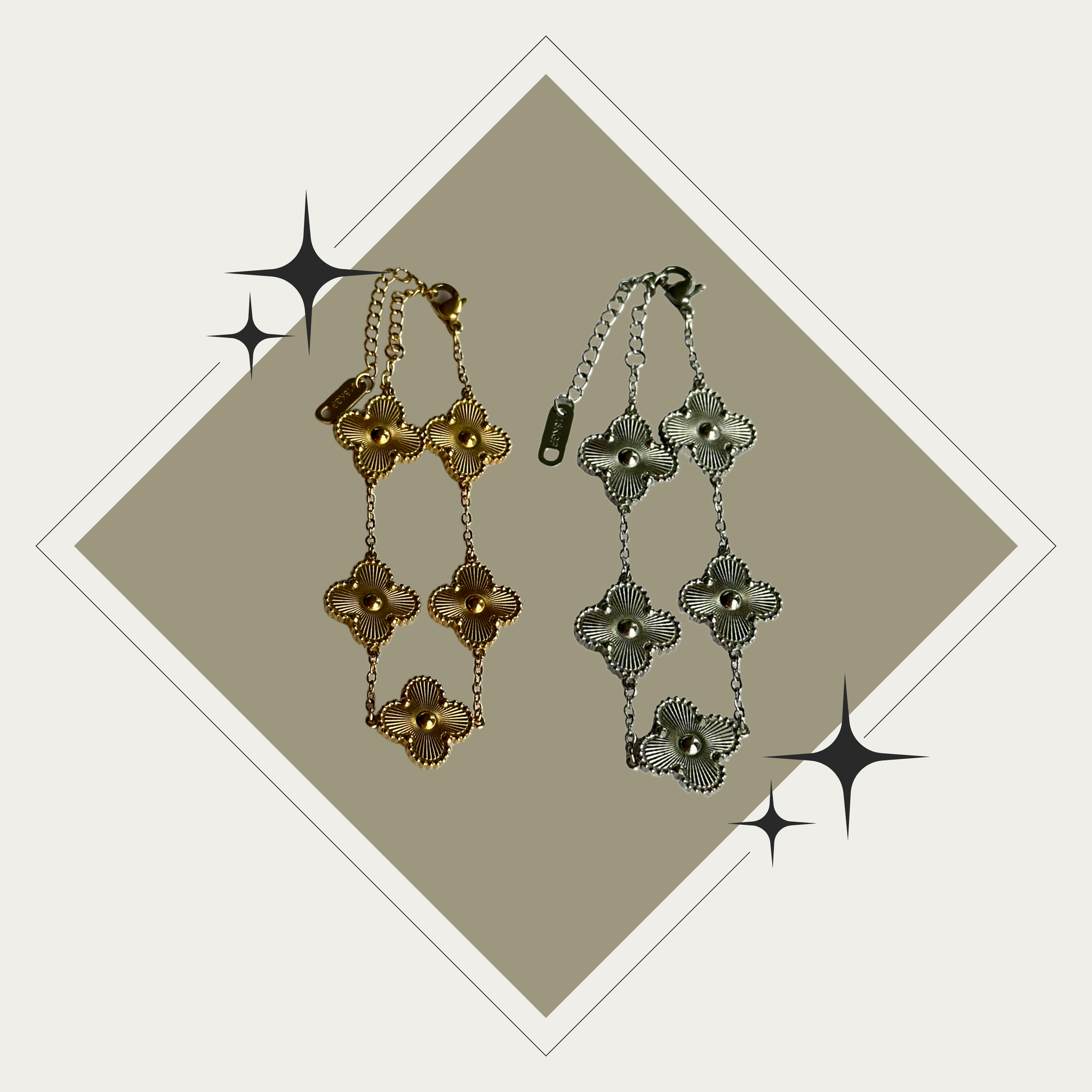 Pulsera trébol oro o plata Stainless Steel